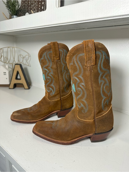 Tony Lama Shoes - Tony Lama Cowboy Boots Womens 7B Brown Suede Leather Western Cowgirl Boots USA